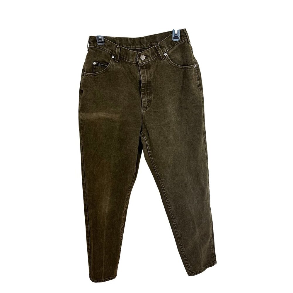 Lee High Waisted Womens Jeans Olive Green 28 x 30 Small Straight Leg 90s Mom